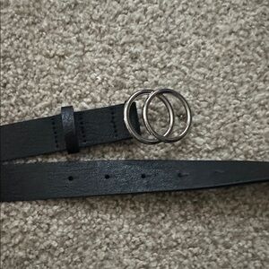 Black Belt with Silver Double Ring Buckle